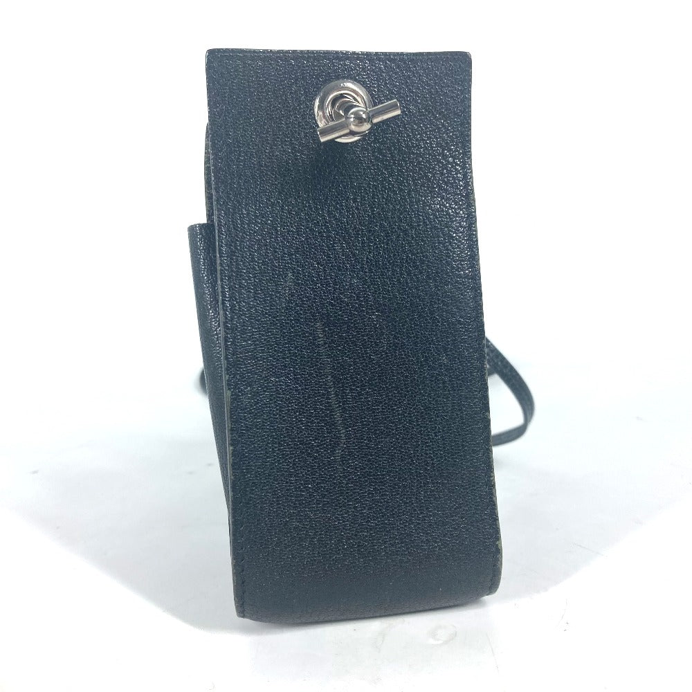 HERMES Pouch leather black Shoulder Bag Crossbody Bag with Strap Vespa Women Used Authentic