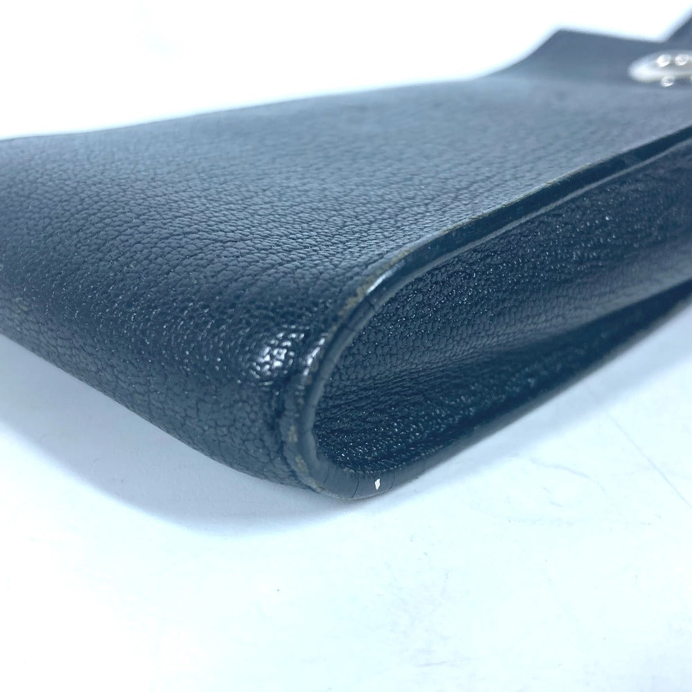 HERMES Pouch leather black Shoulder Bag Crossbody Bag with Strap Vespa Women Used Authentic