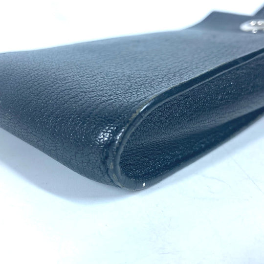 HERMES Pouch leather black Shoulder Bag Crossbody Bag with Strap Vespa Women Used Authentic