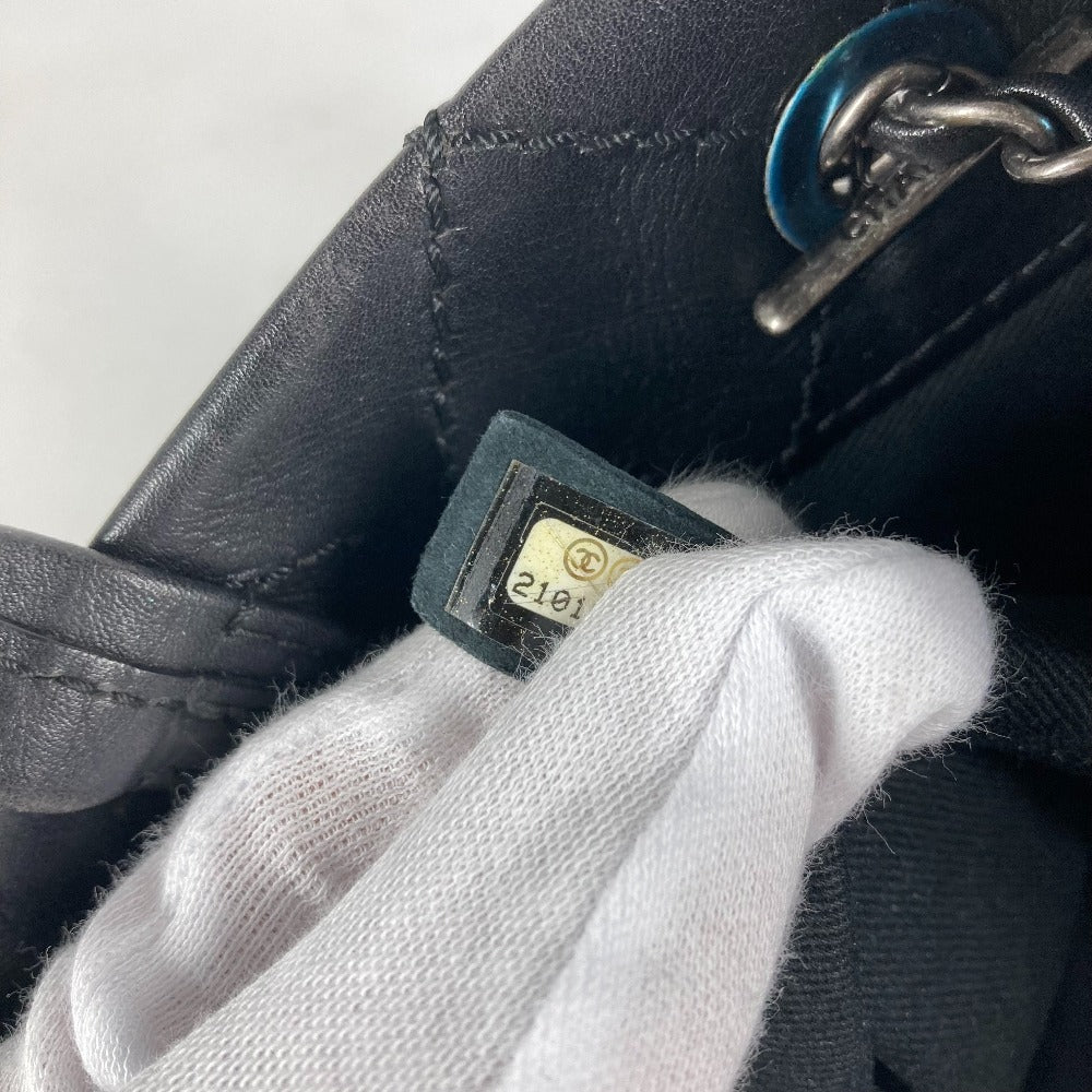 CHANEL Shoulder Bag leather black Matelasse WChain Quilting CC COCO Mark logo