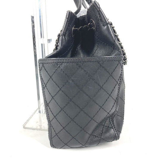 CHANEL Shoulder Bag leather black Matelasse WChain Quilting CC COCO Mark logo