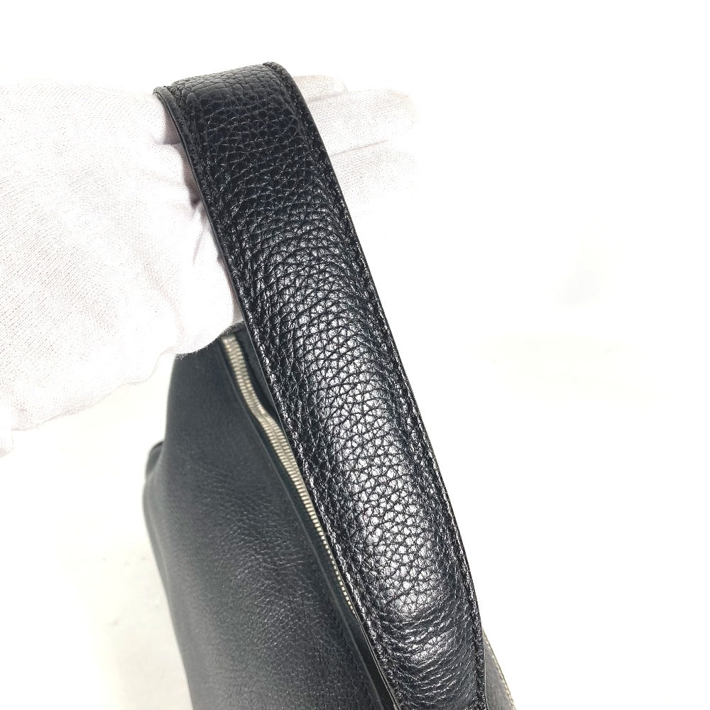 CHANEL Shoulder Bag leather black one belt shoulder bag logo fringe tassel Women Used Authentic