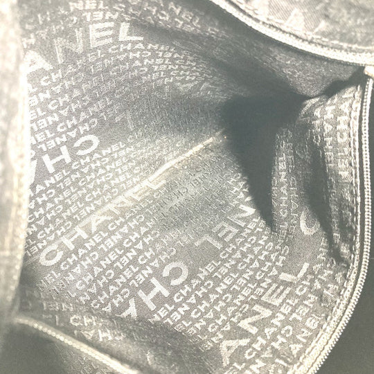 CHANEL Shoulder Bag leather black one belt shoulder bag logo fringe tassel Women Used Authentic