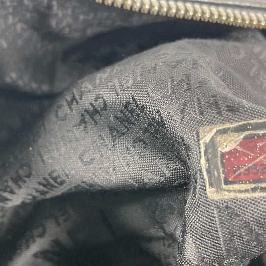 CHANEL Shoulder Bag leather black one belt shoulder bag logo fringe tassel Women Used Authentic