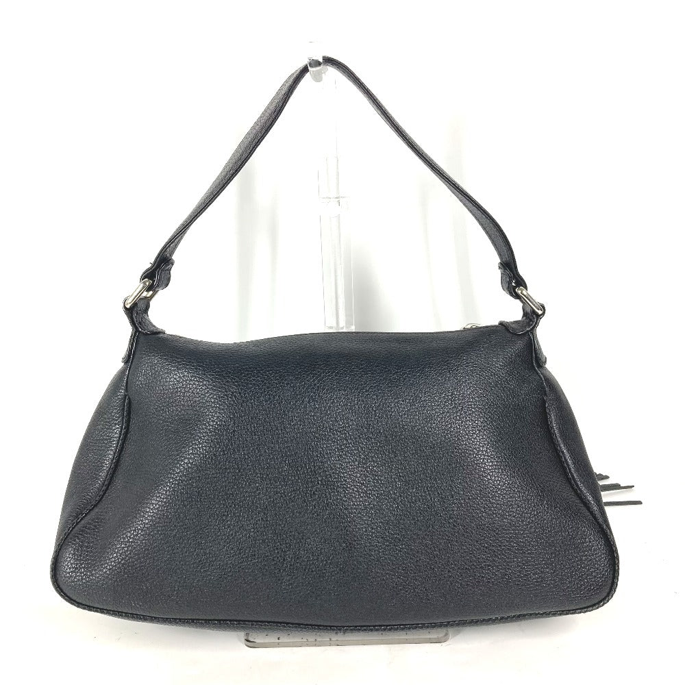 CHANEL Shoulder Bag leather black one belt shoulder bag logo fringe tassel Women Used Authentic