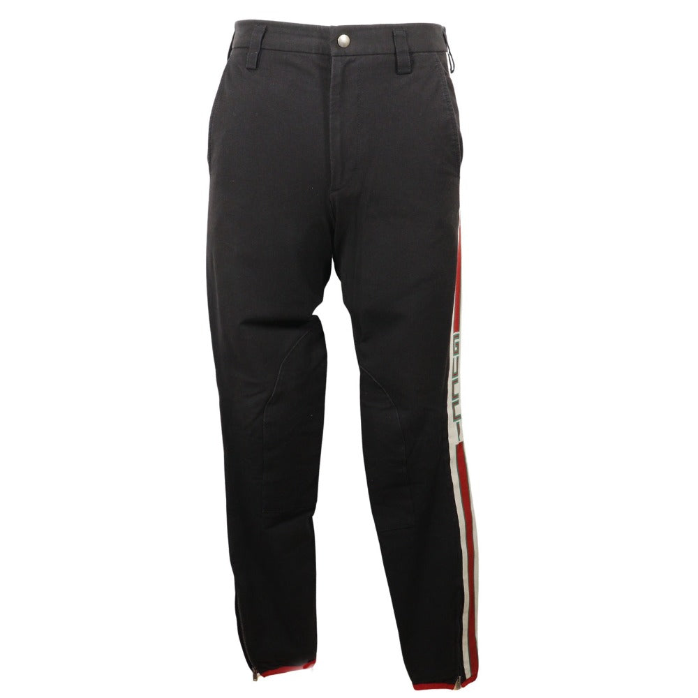 GUCCI Pants 495695 Cotton, Polyurethane black 18Stainless Steel Sideline gabardine stretch pants mens 46 Used Authentic