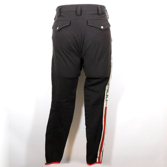 GUCCI Pants 495695 Cotton, Polyurethane black 18Stainless Steel Sideline gabardine stretch pants mens 46 Used Authentic