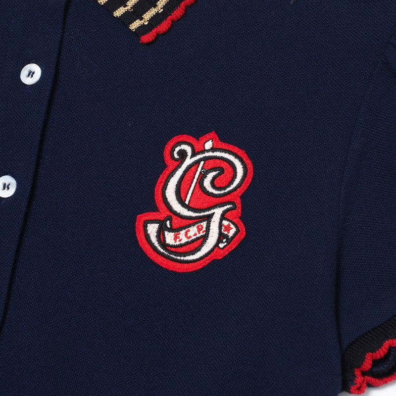 GUCCI one piece cotton Navy Girls 12 Used Authentic