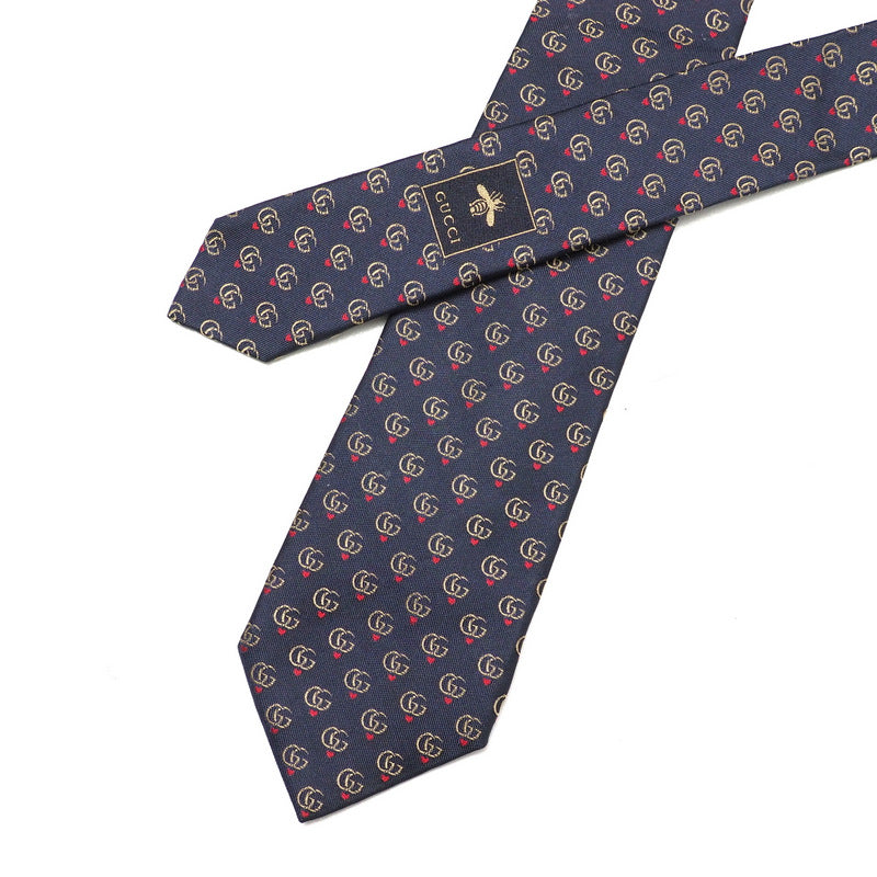 GUCCI tie silk Navy 148x3.1" mens Used Authentic