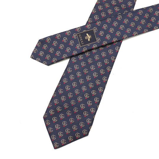 GUCCI tie silk Navy 148x3.1" mens Used Authentic