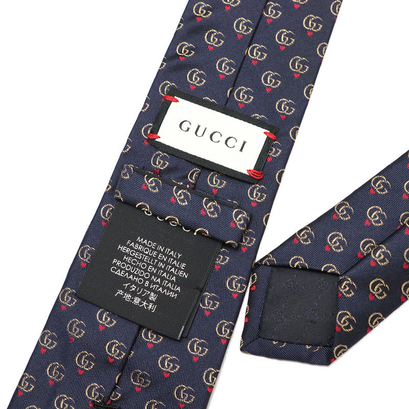 GUCCI tie silk Navy 148x3.1" mens Used Authentic