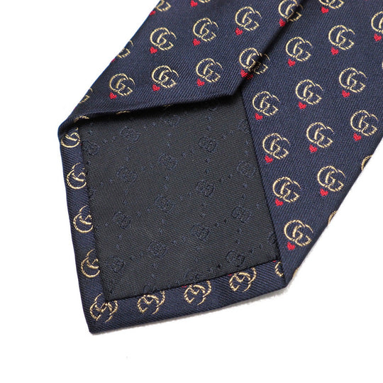 GUCCI tie silk Navy 148x3.1" mens Used Authentic