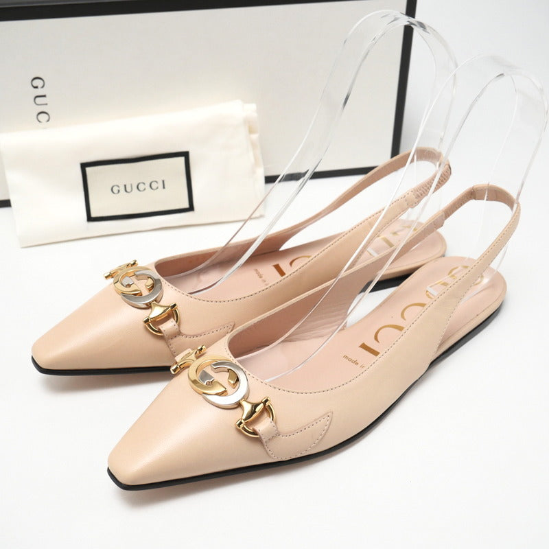 GUCCI pumps 626725 leather beige Women 37 Used Authentic