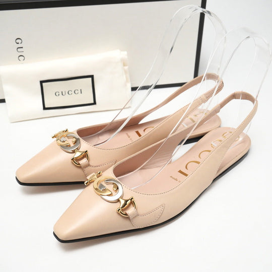 GUCCI pumps 626725 leather beige Women 37 Used Authentic