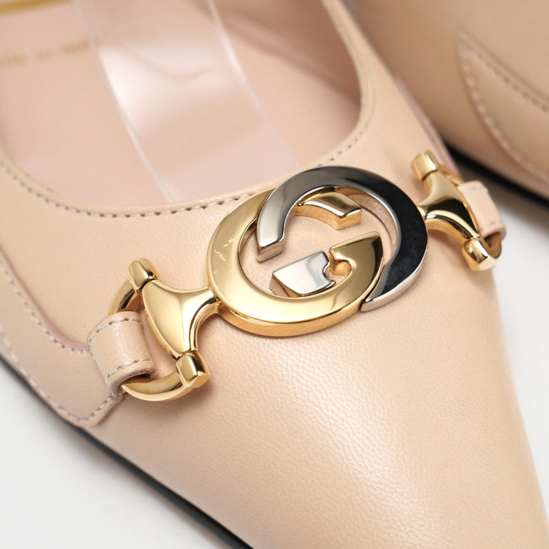 GUCCI pumps 626725 leather beige Women 37 Used Authentic