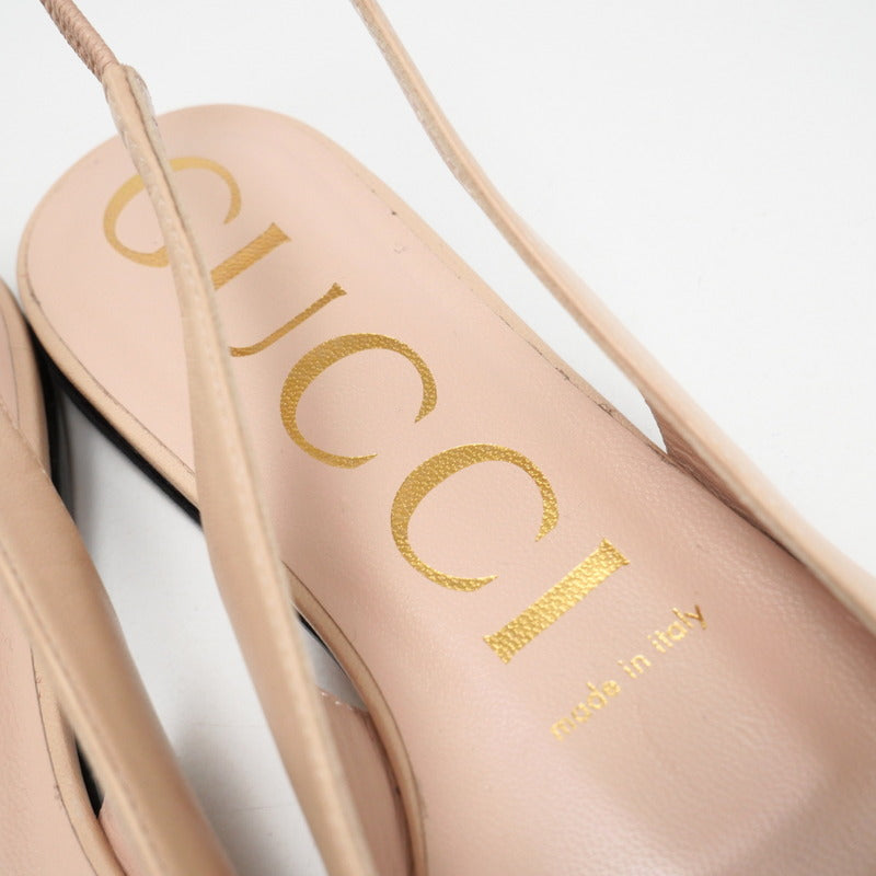 GUCCI pumps 626725 leather beige Women 37 Used Authentic