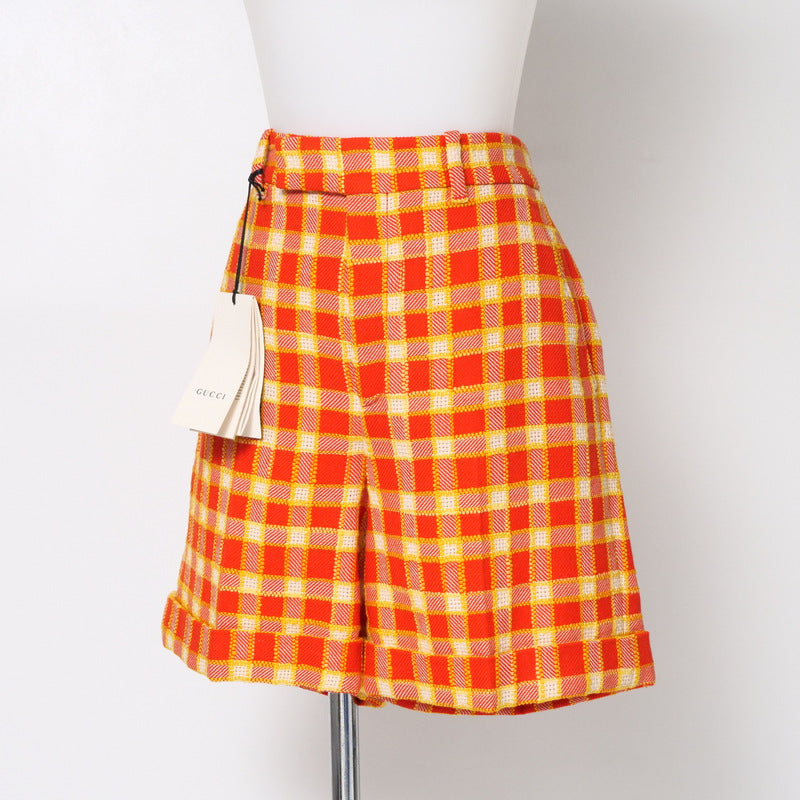 GUCCI Shorts 609574 tweed Orange x yellow Women 42 Used Authentic