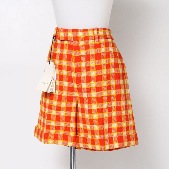 GUCCI Shorts 609574 tweed Orange x yellow Women 42 Used Authentic