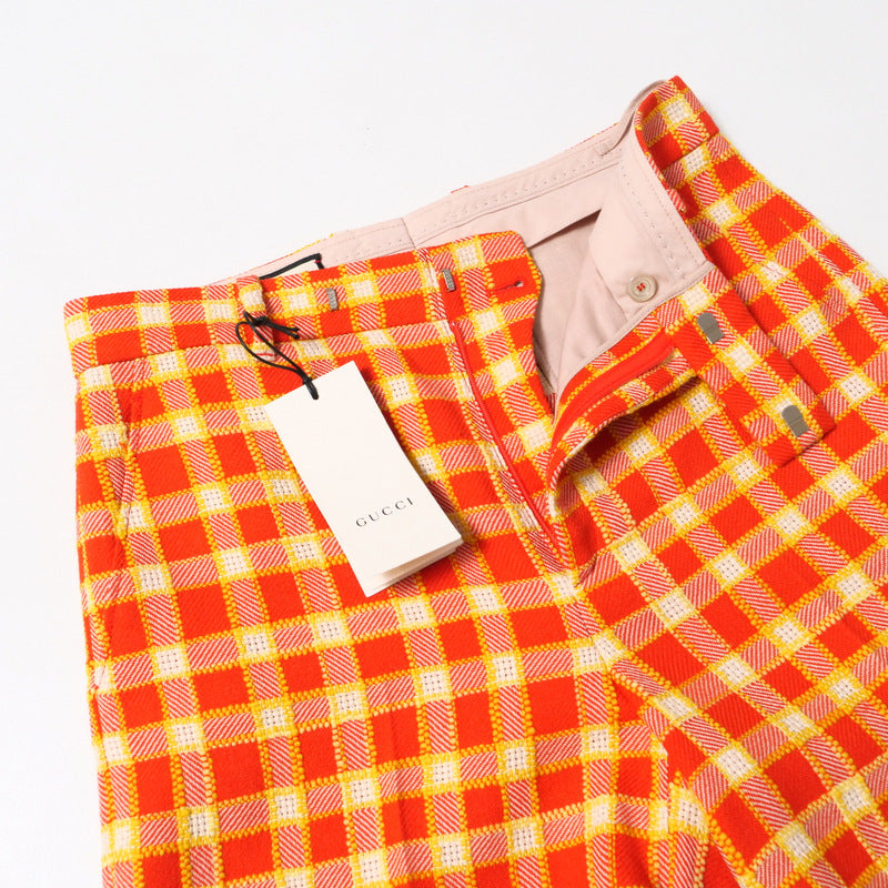GUCCI Shorts 609574 tweed Orange x yellow Women 42 Used Authentic