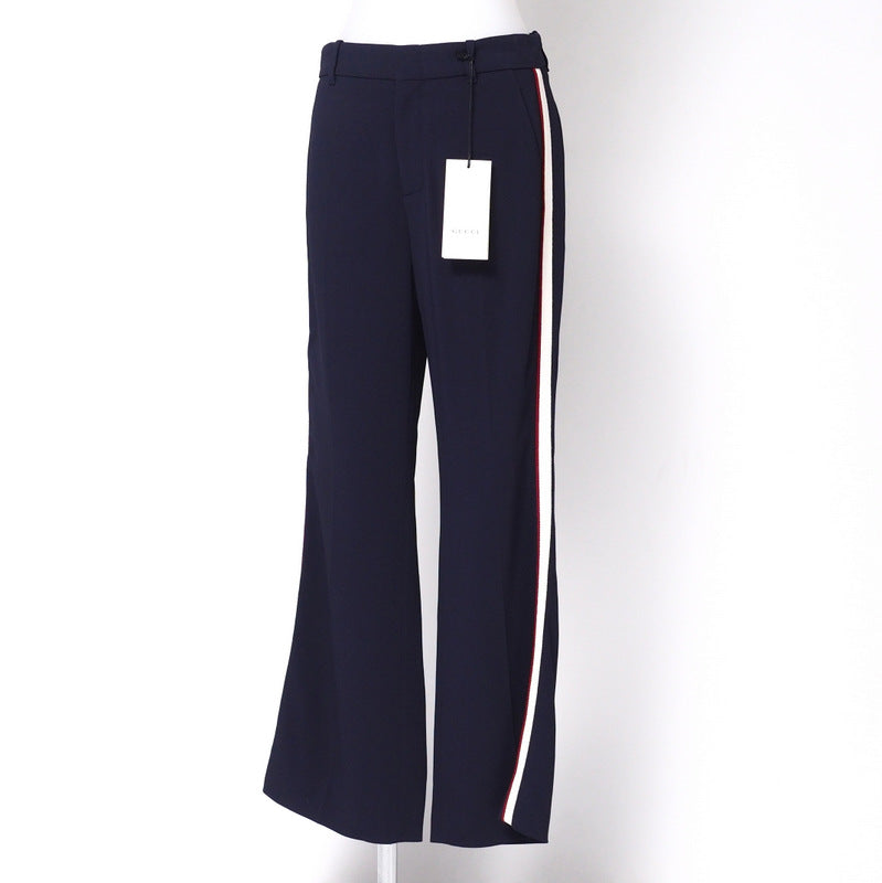 GUCCI Pants 524709 97% rayon, 3% polyurethane Navy/White x Bordeaux Women 42 Used Authentic