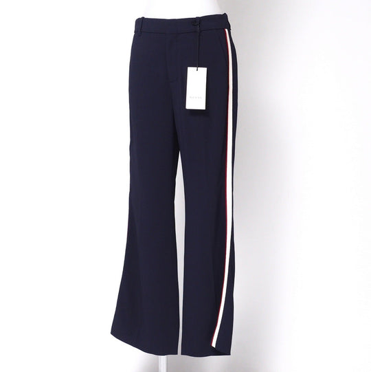 GUCCI Pants 524709 97% rayon, 3% polyurethane Navy/White x Bordeaux Women 42 Used Authentic