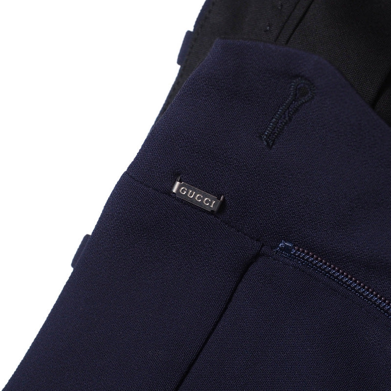 GUCCI Pants 524709 97% rayon, 3% polyurethane Navy/White x Bordeaux Women 42 Used Authentic