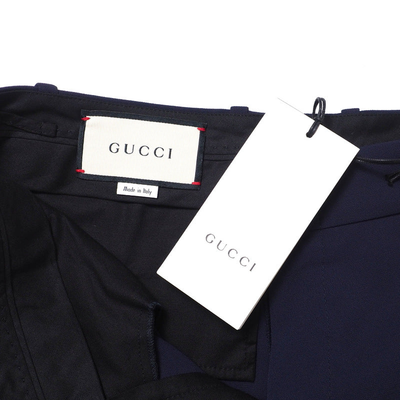 GUCCI Pants 524709 97% rayon, 3% polyurethane Navy/White x Bordeaux Women 42 Used Authentic