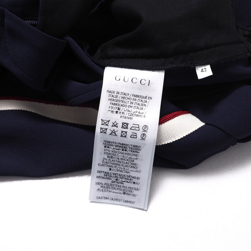 GUCCI Pants 524709 97% rayon, 3% polyurethane Navy/White x Bordeaux Women 42 Used Authentic