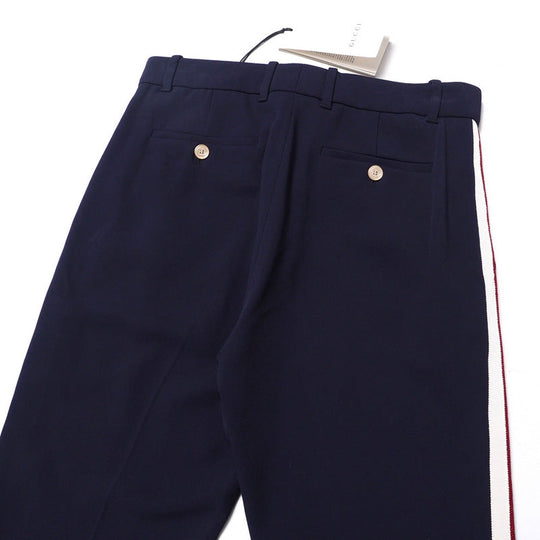 GUCCI Pants 524709 97% rayon, 3% polyurethane Navy/White x Bordeaux Women 42 Used Authentic