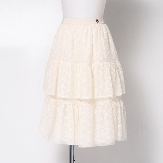 GUCCI Mini skirt 657779 race Ivory Girls 10 Used Authentic