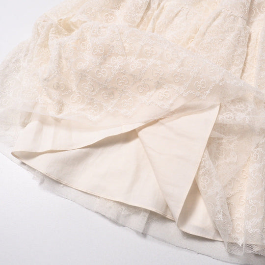 GUCCI Mini skirt 657779 race Ivory Girls 10 Used Authentic