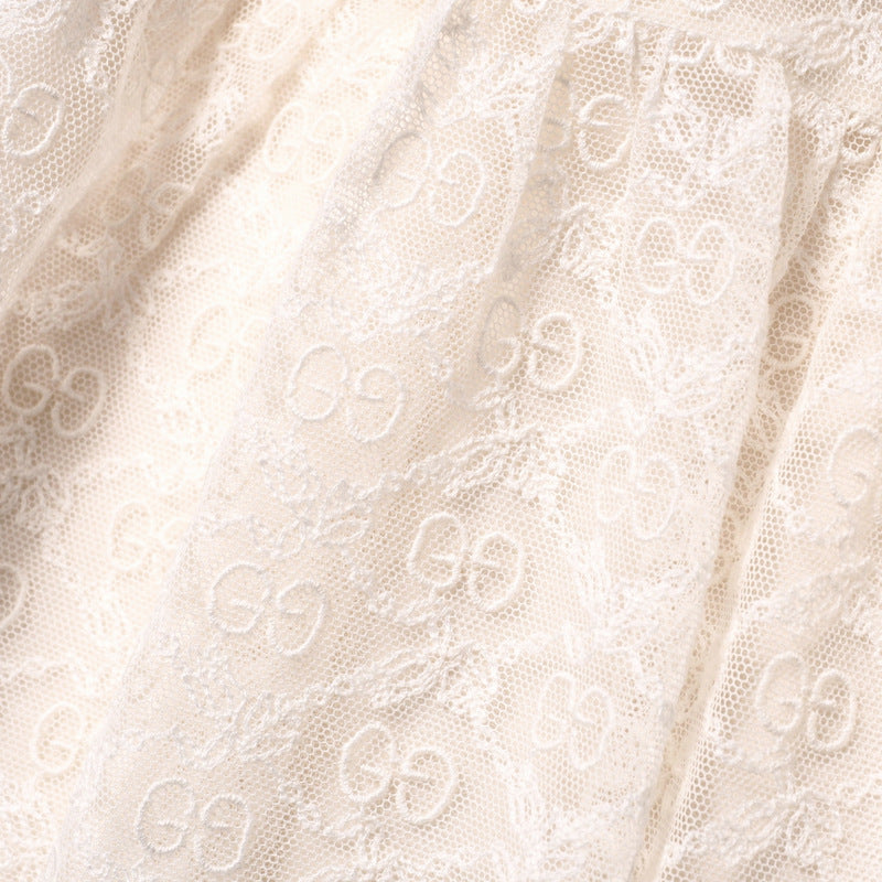 GUCCI Mini skirt 657779 race Ivory Girls 10 Used Authentic