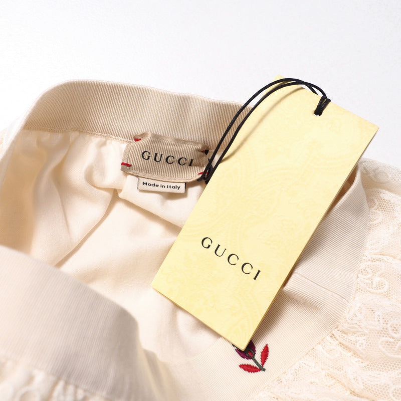 GUCCI Mini skirt 657779 race Ivory Girls 10 Used Authentic