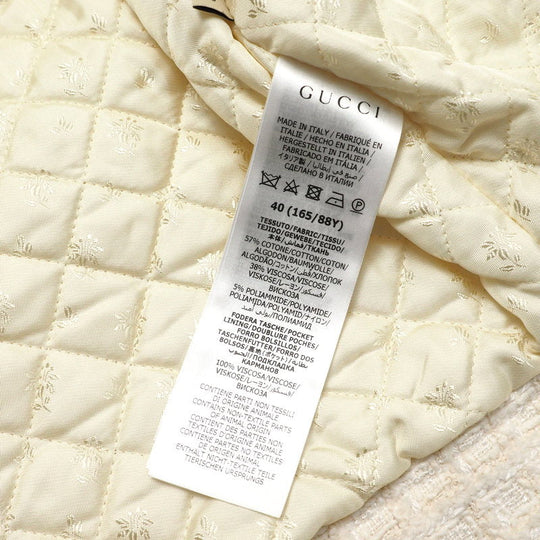 GUCCI Jacket 721995 tweed Ivory Women 40 Used Authentic