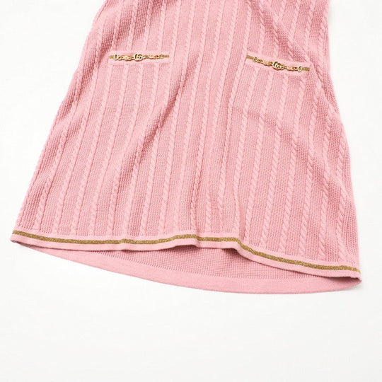 GUCCI one piece 658350 knit Pink / Gold Women S Used Authentic