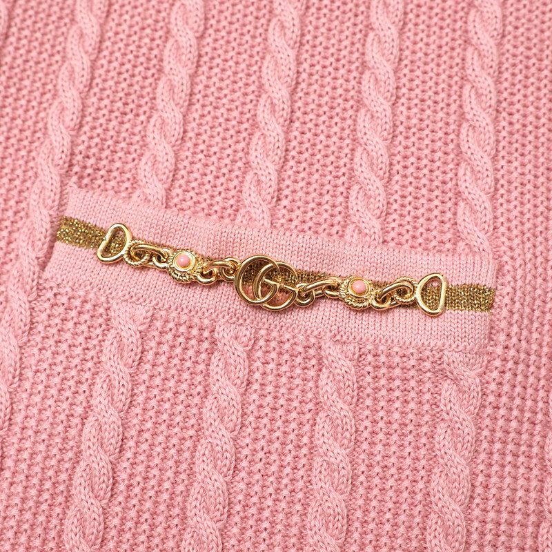 GUCCI one piece 658350 knit Pink / Gold Women S Used Authentic