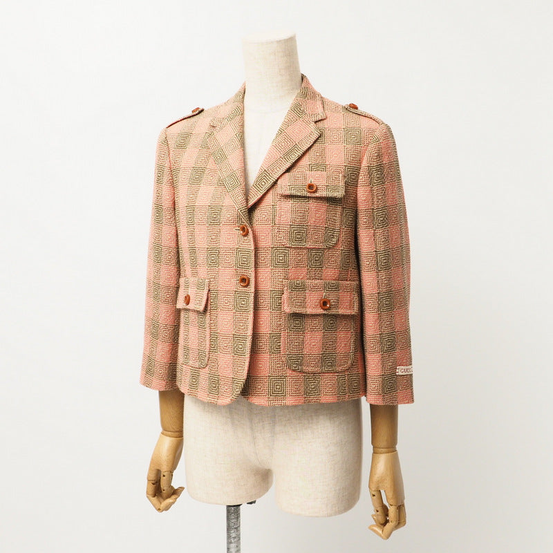 GUCCI tailored jacket 633146 100% wool Two-tone color (pink) 42 (170/92Y)