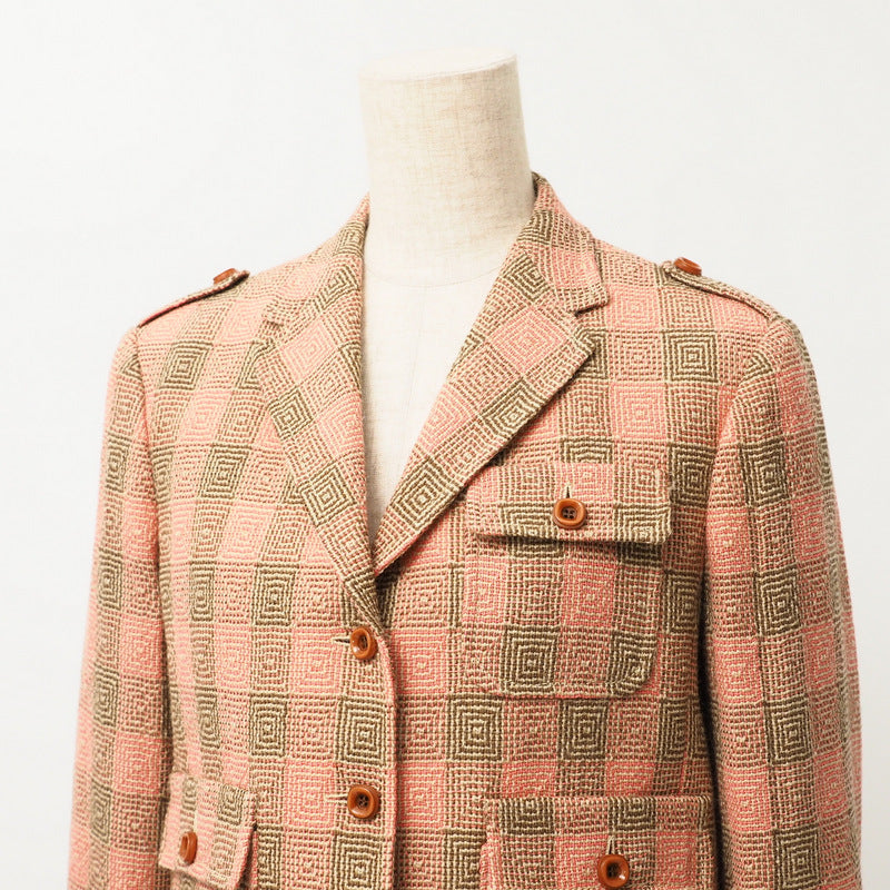 GUCCI tailored jacket 633146 100% wool Two-tone color (pink) 42 (170/92Y)