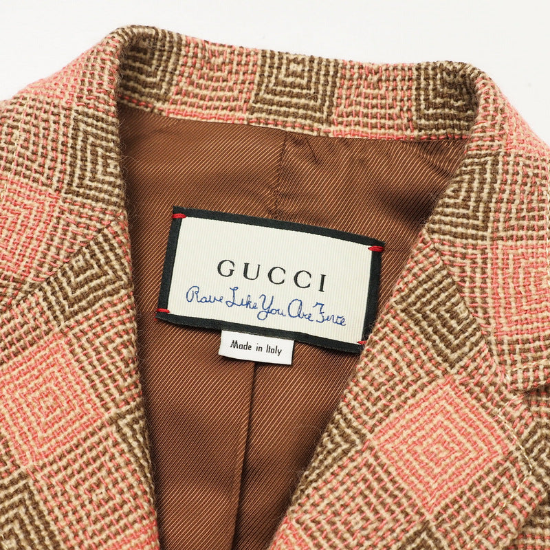 GUCCI tailored jacket 633146 100% wool Two-tone color (pink) 42 (170/92Y)