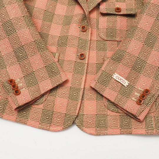 GUCCI tailored jacket 633146 100% wool Two-tone color (pink) 42 (170/92Y)