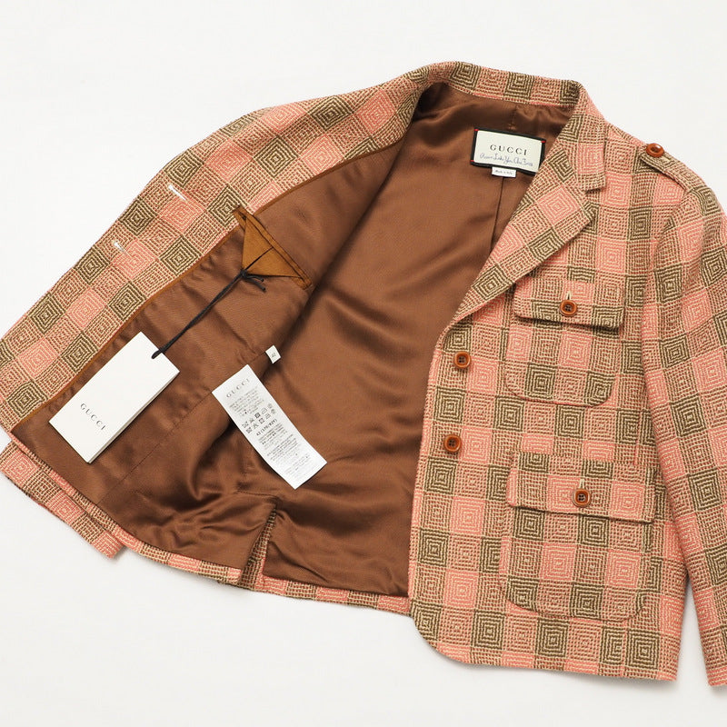 GUCCI tailored jacket 633146 100% wool Two-tone color (pink) 42 (170/92Y)