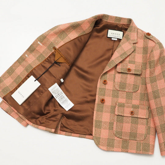GUCCI tailored jacket 633146 100% wool Two-tone color (pink) 42 (170/92Y)