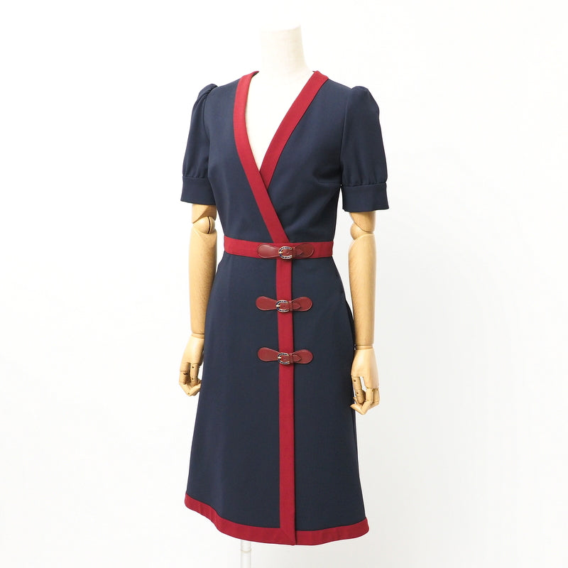 GUCCI one piece 598884 Rayon Navy / Bordeaux Women XS Used Authentic