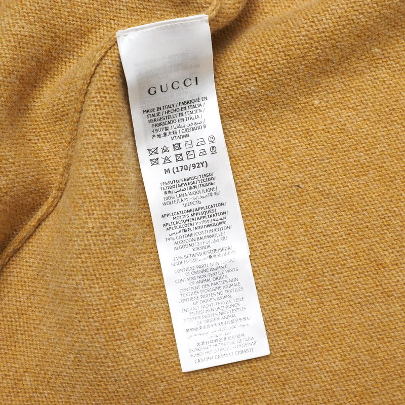 GUCCI cardigan 635162 wool mustard With Brooch Oversize Women M (170/92Y) Used Authentic