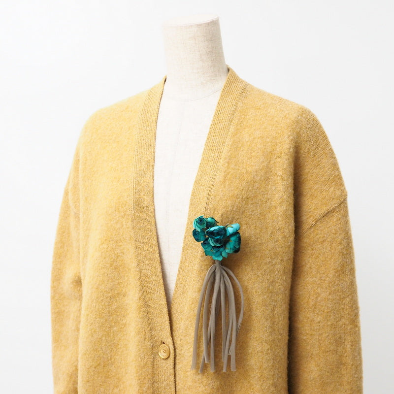GUCCI cardigan 635162 wool mustard With Brooch Oversize Women M (170/92Y) Used Authentic