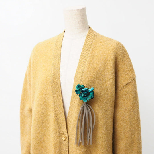 GUCCI cardigan 635162 wool mustard With Brooch Oversize Women M (170/92Y) Used Authentic