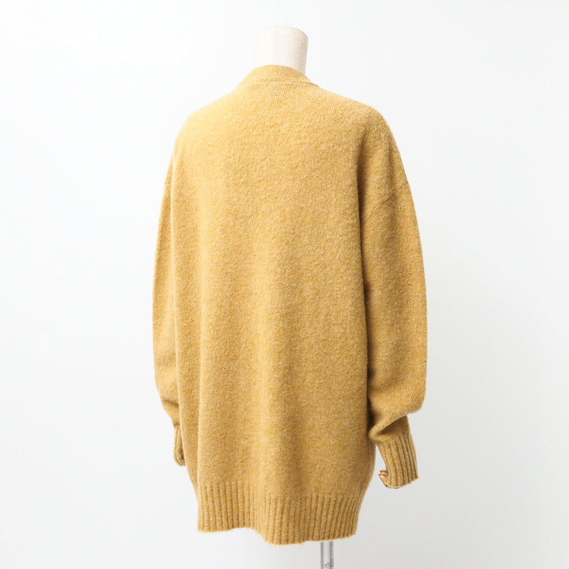 GUCCI cardigan 635162 wool mustard With Brooch Oversize Women M (170/92Y) Used Authentic