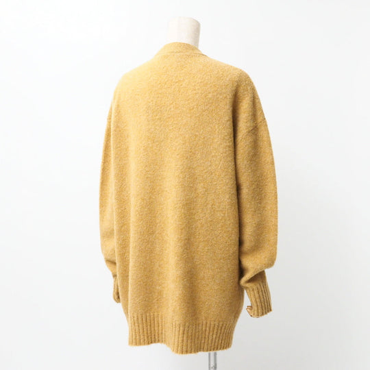 GUCCI cardigan 635162 wool mustard With Brooch Oversize Women M (170/92Y) Used Authentic