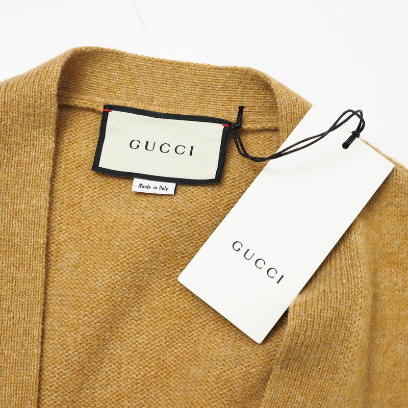 GUCCI cardigan 635162 wool mustard With Brooch Oversize Women M (170/92Y) Used Authentic