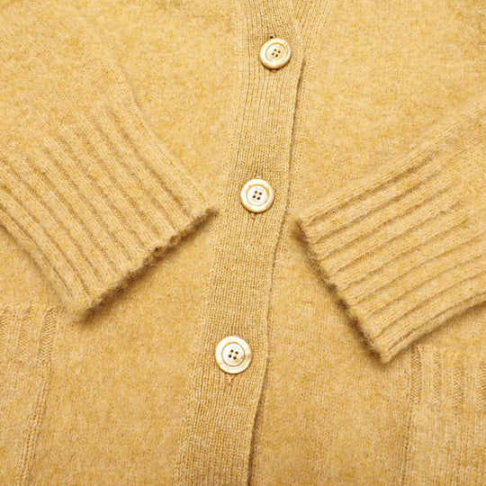 GUCCI cardigan 635162 wool mustard With Brooch Oversize Women M (170/92Y) Used Authentic